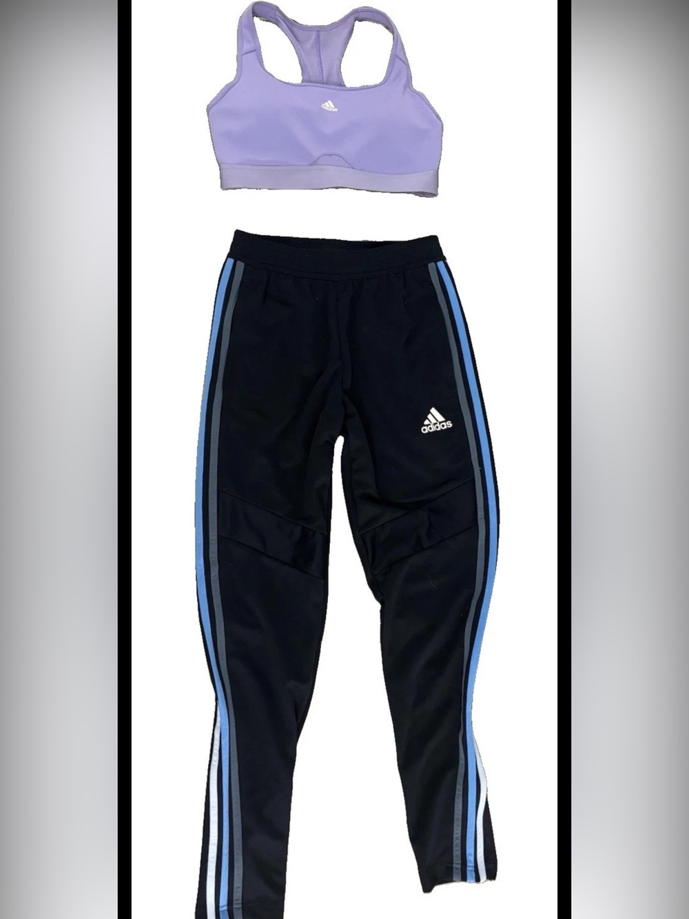 Adidas Climacool Track Pants ( XS) Sports Bra ( S ) 2 Pc Set Blue Violet